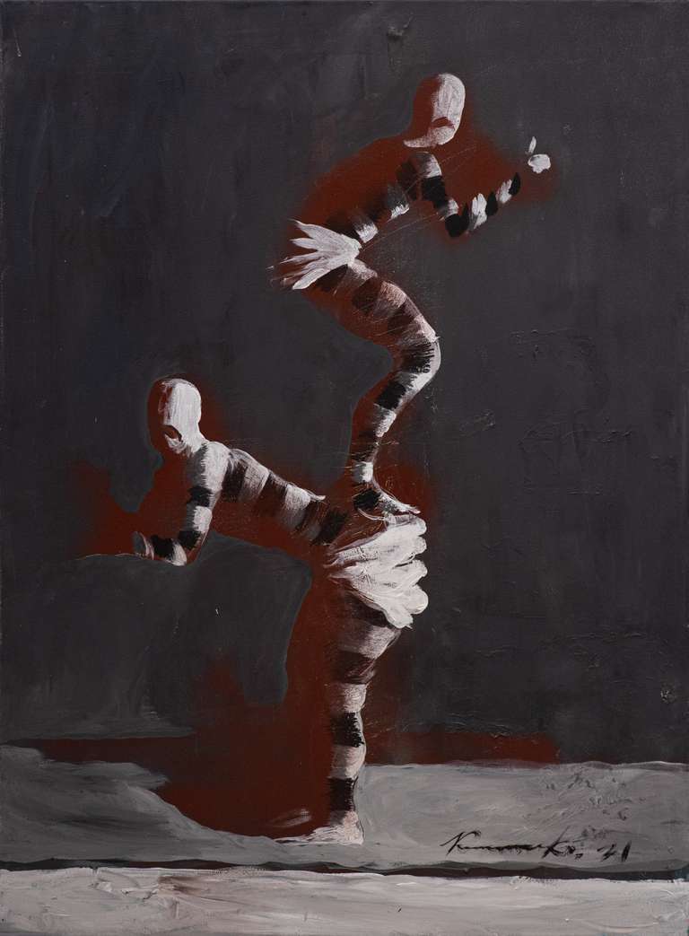 «Акробати II» — полотно, акрил (95x70см) 2021