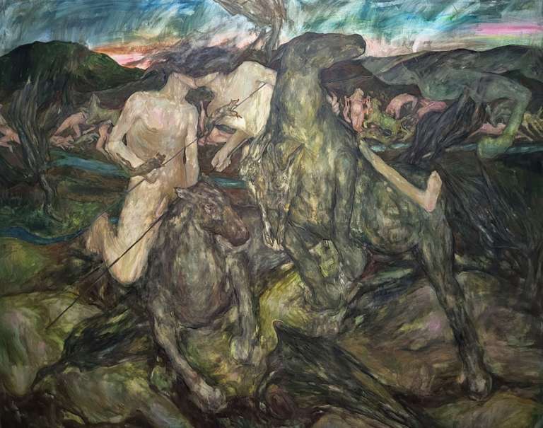Цілунок миру, 160х200см, полотно, гуаш, олівець, 2024