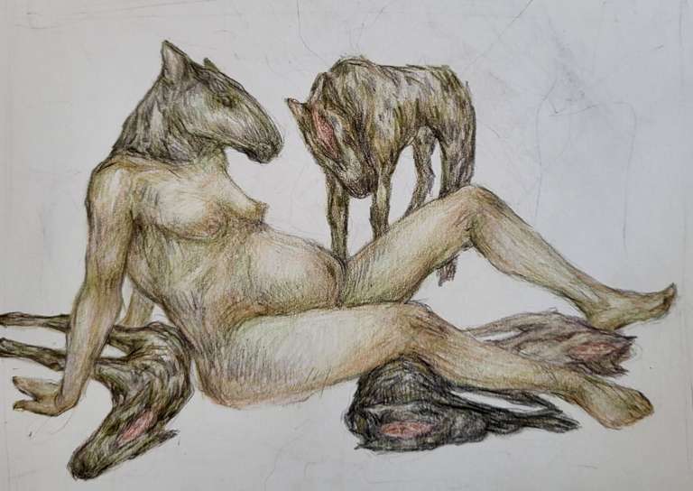 Female genital mutilations, 20х20см_полотно, олівці, 2024