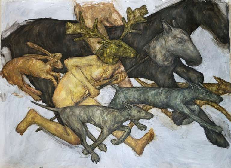 maleFEmale, 100х130см, полотно, гуаш, олівці, 2024